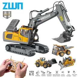 ZWN 24G Remote Control Excavator Dump Truck RC Model Car Toy Professional Alloy Plastic Simulation Construction Vehicle for Kid 240520