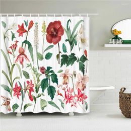 Shower Curtains Flowers Leaves Plant Pattern Bath Curtain Waterproof Fabric With Hooks Bathtub Screen For Bathroom Home Decor