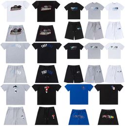 Mens T-shirts Trapstar Tracksuits Designer Shorts Embroidery Letter Luxury Rainbow Colour Black White Grey Summer Sports Fashion Cotton Cord Top Sleeve Size S-xl Trap