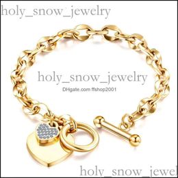 Tiffanyjewelry Designer Bracelet Tiffanyjewelry Gold Link Chain Fashion Lover Heart Pendant Link Bracelets Rose Gold Color Stainless Steel Bracelet 408