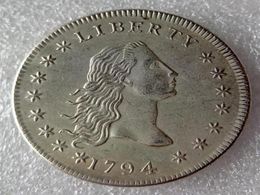 United States Coins 1794 Flowing Hair Brass Silver Plated Dollar Smooth edge Copy Coin1406118