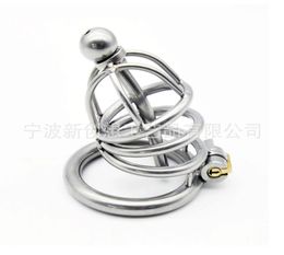Latest Design Male Cock Cage Sex Slave Penis Lock Anti-Erection Device With Removable Urethral Sounding Catheter Shortest Sex Toy3761062