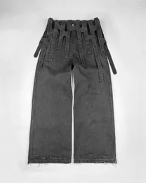 Women's Jeans Y2K American Original Trendy Retro Straight For Men And Women Street Simple Niche Line Design Pocket Loose Wide Leg Pants