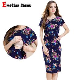 Maternity Dresses Emotion Moms short sleeved maternity dress summer maternity dress cotton feeding dress d240520