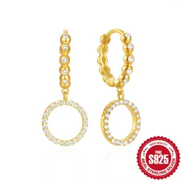 Hoop Earrings 925 Sterling Silver Zircon Circular Birthday Party Creative Luxury Jewellery Trend Women's Classic Accessories