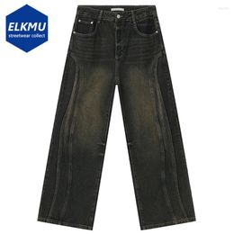 Men's Jeans Vintage Denim Pants Baggy 2024 Summer Patchwork Designer Retro Black Trousers