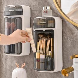 Storage Boxes Dust-proof Rotatabl Makeup Organisers Punch-free Wall-mounted Shelf Waterproof Large-Capacity Bathroom Care Cosmetic Box
