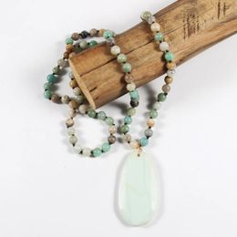Pendant Necklaces Fashion Bohemian Women Jewellery Natural Stone Beads Long Knotted Semi Precious For Bead Necklace