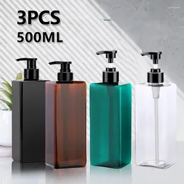 Liquid Soap Dispenser 500ml 3PCS Square Refillable Bathroom Shampoo Shower Gel Hand Wash Lotion Container Mutil-colors