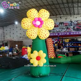 Personalized 3mH advertising inflatable cartoon flowers model air blown artificial plants balloons for party event outdoor decoration toys sports