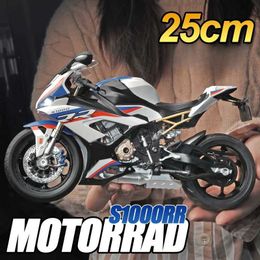 Diecast Model Cars Big Size Diecast Alloy 1 9 Scale BMW S1000RR Motorcycle Model Sound Light Collective Metal Motorbike Toys Kids Boys Toy Gift Y240520KE3I