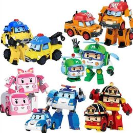 Aircraft Modle New Cartoon Robocar Poli Action Figures Transform Animation Hand Shaped Car Model Aircraft Gift Toy Robot Children s2452022 s