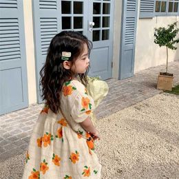 Girl's Dresses New Girl Summer Princess Dress Breathable Short sleeved Cute Flower Tank Top Childrens Clothing Baby Clothing d240520