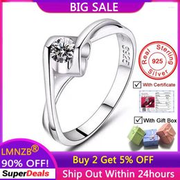 Cluster Rings With Certificate Real 925 Sterling Silver Solitaire 1CT Zirconia Diamant Engagement Wedding Women's Promise Jewelry