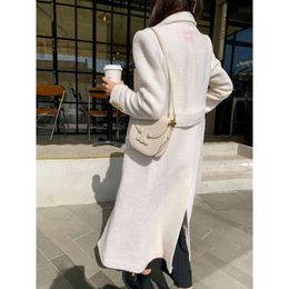 Women's Wool Blends Mm Home Autumn/Winter New Water Diamond Letter Brosch Decorative Coat Classic Fashionable Mortile Winter
