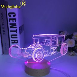 Lamps Shades 3d Led Wooden Vintage Car 2cv 3d Illusion Led Night Light for Home Decoration Child Adult Office Decor Light Cool Classic Car Y2405200IUO