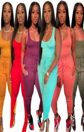 2023 Women039s Tracksuits Summer 2 Piece Set Sexy Tank Tops And Sweatpants Belt Tether Outfits Jogger Suit Plus Size 3XL Casual8677510