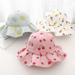 Cotton Summer Hat Baby Girl Fruit Kids Bucket Hats Sun Protection Bowknot Princess Children Cap for Girls Beach Travel 1-3Y L2405 L2405 s s 20