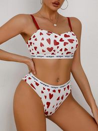 Bras Sets Trendy Love Shaped Smooth Gathering Top Support Bra Set With No Steel Rims