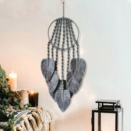 Decorative Figurines Handmade Dream Catcher Woven Feather Leaf Macrame Hoop Wall Art Hanging Bedroom Home Decoration Ornament Craft Gift