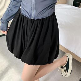 Skirts Loose-fitting Skirt Women Low-waist Elastic Waist A-line With Bubble Hem Wide Leg Mini For