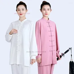 Ethnic Clothing 2024 Chinese Tai Chi Kungfu Uniform Martial Arts Traditional Wushu Set Sports Morning Training Exercise Suit