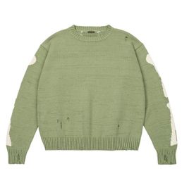 Green Kapital Loose Skull Print Men And Women Quality High Street Hole Retro Knitted Sweater Men039s Sweaters9978003