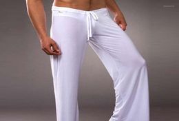 Sexy Men039s Mesh Sleep Pants Gauze Traceless Bottoms Yoga Ice Silk Thin Plus Size Breathable Transparent Household8536397