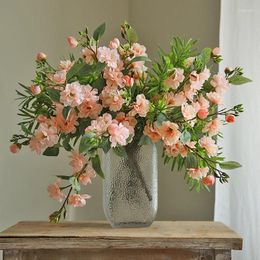 Decorative Flowers Pink Camellia Artificial Flower Silk Peach Plum Blossom Bouquet Wedding Scene Layout Floral Arrangement Home Table Vase