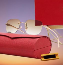 2022 Pink Sunglasses Designer Women Men Luxury Cubic Zircon Buffalo Horn Sun glasses Rimless Buffs Women Shade Frameless Eyewear Round Oval Eyeglasses1111781