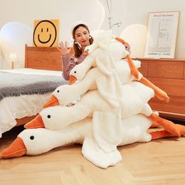 50-190cm Cute Fluffy Big Size White Goose Plush Toy Kawaii Huge Duck Sleep Pillow Cushion Soft Stuffed Animal Doll Kid Toy Gift 240508