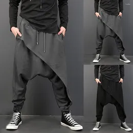 Men's Pants Luxury Solid Irregular Hem Loose Harem Men Casual Hip Hop Man Trousers Y2k Clothes Baggy Streetwear Gym Work Pantalones