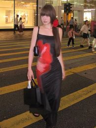 Casual Dresses 2024 Summer Harajuku Women Dress Slim Waist Tunic Sexy Sleeveless Grunge Printing Y2k Aesthetic Black Vintage Vestidos