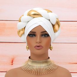 Ethnic Clothing Auto Gele African Headtie Bonnet Hat Turban For Women Muslim Head Wrap Pleated Hijab Aso Oke Nigerian Chemo Cap Scarf
