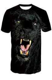Designer summer new fashion urban men039s 3D HD realistic Panther trend digital printed black short sleeve Tshirt4921378