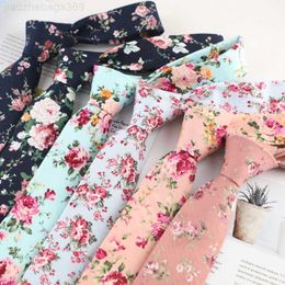 Neck Ties Cotton Tie Mens Floral Printed 6cm Narrow Casual Necktie Female Flower Tie Accessories Daily Wear Wedding Party Gift Wholesale