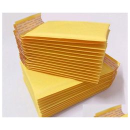Mail Bags Wholesale Various Sizes Of Yellow Kraft Paper Bubble Bag Clothing Packaging Film Thickening Express Foam Envelope Drop Deliv Dhuhr