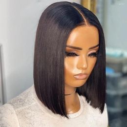 Bone Straight Short Bob Wig Brazilian Human Hair For Women13x6 Transparent HD Lace Front Wigs Pre Plucked