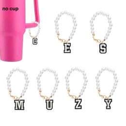Jewellery Black Letters Pearl Chain With Charm Handle For Tumbler Cup Accessories Shaped Personalised Charms Drop Delivery Ot3Ir