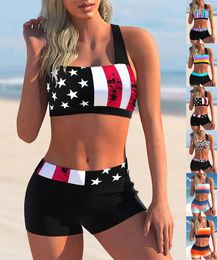 Women's Swimwear Summer High Elastic Bikini Set 3D Star Line Printed Sexy Off Shoulder Vacation Fashion Beach Swimsuit S-5XL
