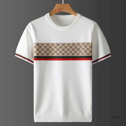 Mens T Shirts Plus Autumn Half Sleeve Sweater Mens Short T-shirt Bee Jacquard Embroidery Casual Line Top Large ZXJL