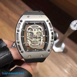 Functional RM Wrist Watch Automatic Tourbillon Watch Hollow Out Barrel Skeleton Design Aggressive Trend Student Male Automatic Mechanical Watch