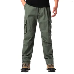 Men's Pants Cargo Men High Waisted Mens Loose Casual Pocket Straight Solid Color Outdoor Overalls Trousers Ropa Hombre