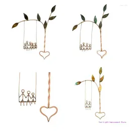 Decorative Figurines Rooted In Love Swing Sculpture Wall Decor Couple On Swings Hangings Metal Art Home Office