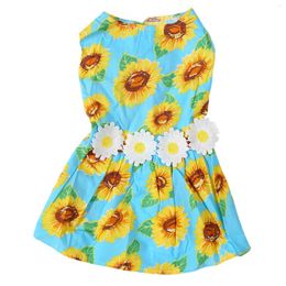 Dog Apparel Girl Dress Comfortable Pet Clothes Easy To Clean Skin Friendly Daisy Pattern Stylish Wear For Summer Cats