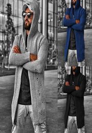 Mens Sweaters Knitted Hooded Cardigan Sweaters Long Sleeved Solid Colour Fashion Cardigan Men Jacket Coat S5XL2743040