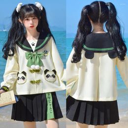 Work Dresses Japan Cute Kindergarten Jk Uniform Panda Loose Sailor Suit School Girl Cosplay Women Japanese Fashion