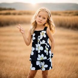 Clothing Sets Kids Summer Clothes Floral Pattern Clothing For Girls Vest + Short Costumes Girls Casual Style Children Tracksuits Y2405200WCD