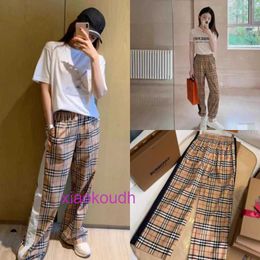 Aa Bbrbry Designer New Summer Classic Casual Unisex Pants Plaid High Waisted Wide Leg Casual Pants for Women