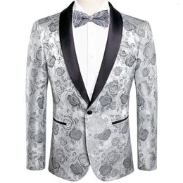 Men's Suits Hi-Tie Jacquard Mens Suit Shawl Collar Tuxedo Blazers Slim Fit Jacket Coat With Bowtie Pocket Square For Wedding Casual Formal